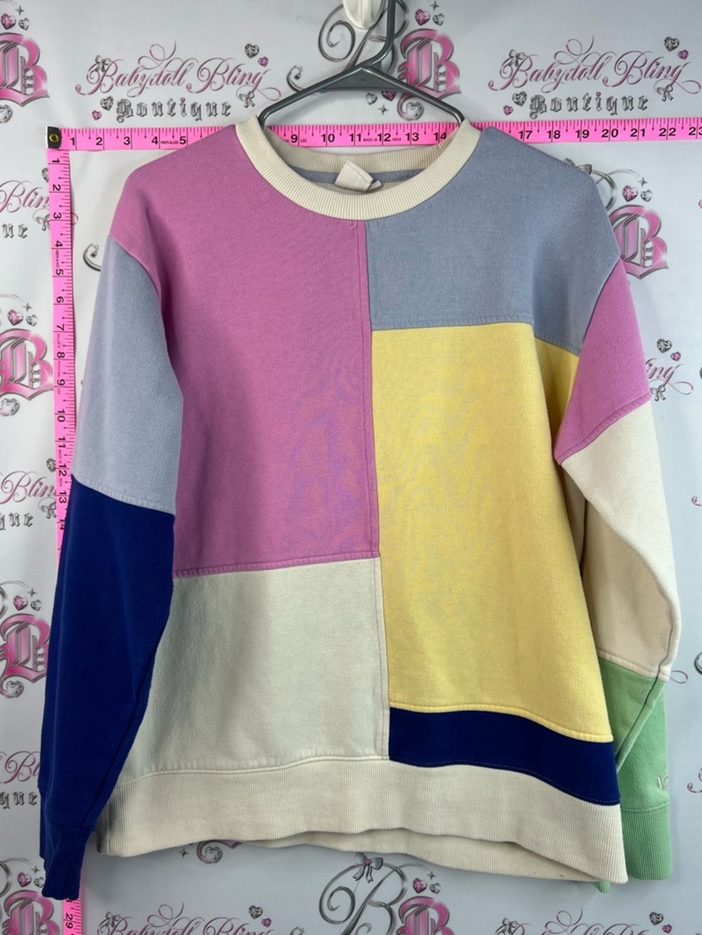Vans Colorblock Pastel Crewneck Sweatshirt - Pink, Yellow, Blue, Cream, Green